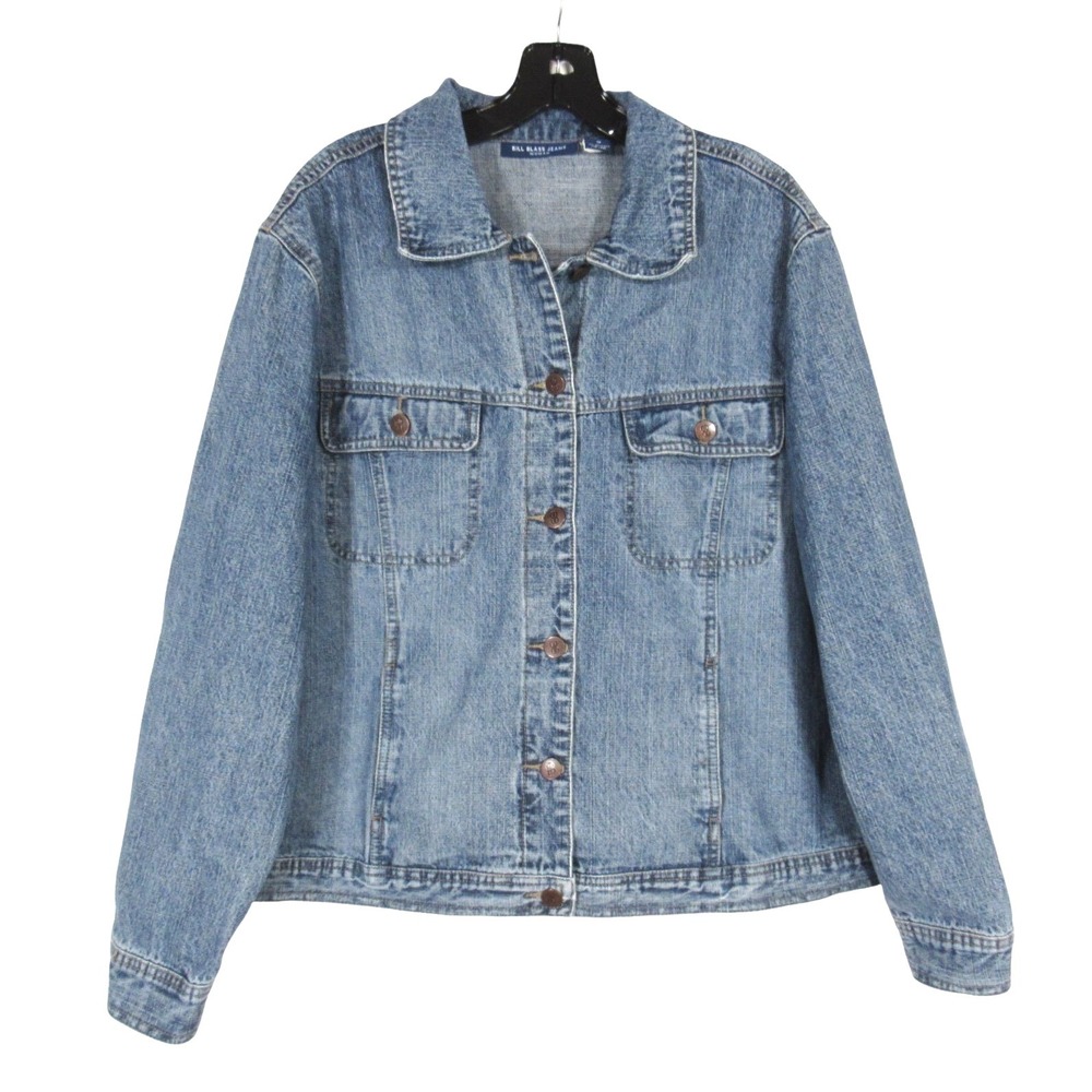 VTG BILL BLASS JEANS Women's BLUE DENIM Button-Up POCKETS Jean Jacket Sz 1X
